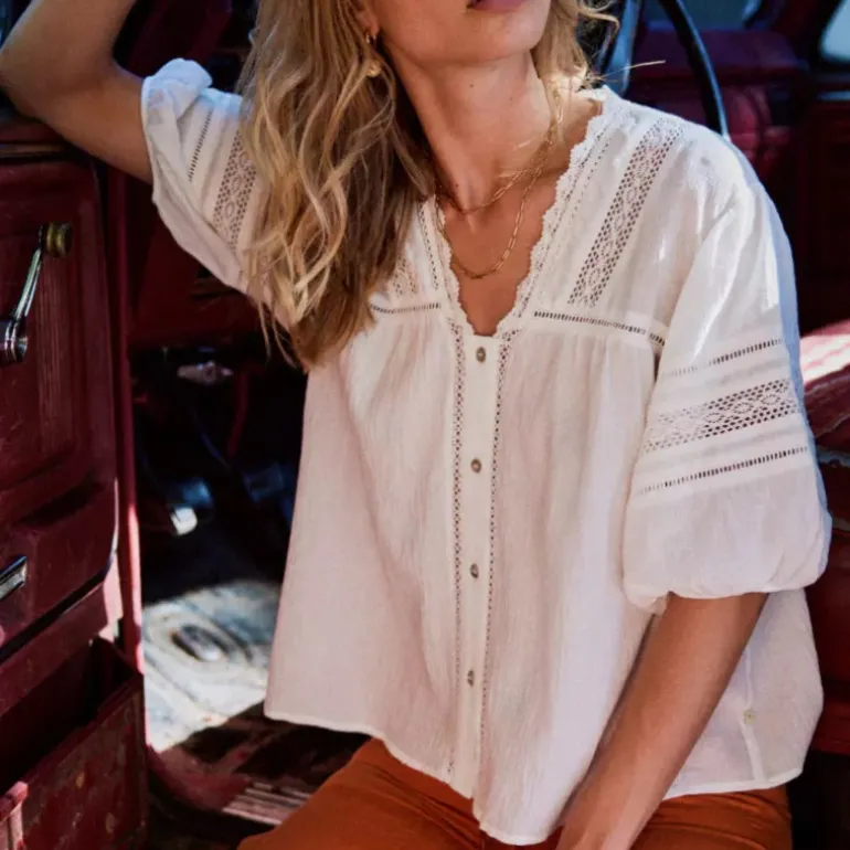 Blouse Freeman T Porter femme Oriane en coton blanc