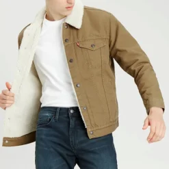 Blouson Levi's ® homme modèle Canvas Sherpa Trucker coloris cougar