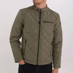 Blouson veste moto kaki Replay Jeans pour homme