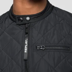 Blouson veste moto noire Replay Jeans pour homme