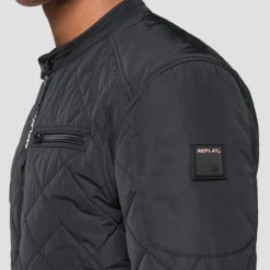 Blouson veste moto noire Replay Jeans pour homme