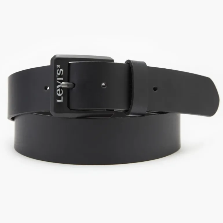 Ceinture Levis ® en cuir noir boucle noire logo Levi's contrasté