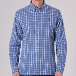 Chemise Us Polo Assn Evan en coton à carreaux bleus