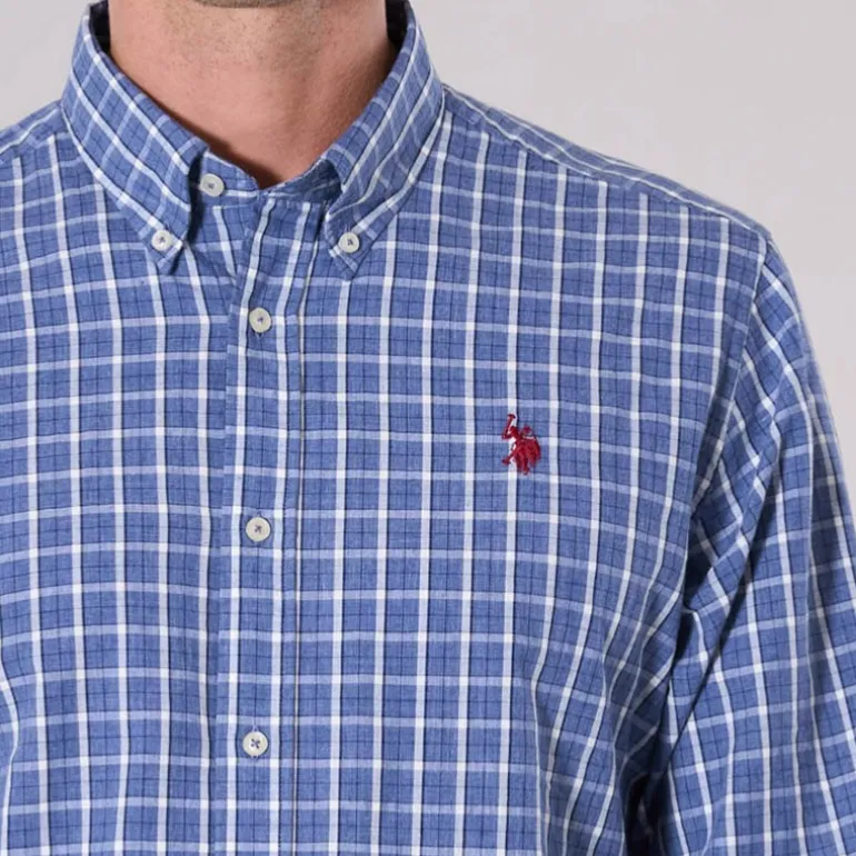 Chemise Us Polo Assn Evan en coton à carreaux bleus