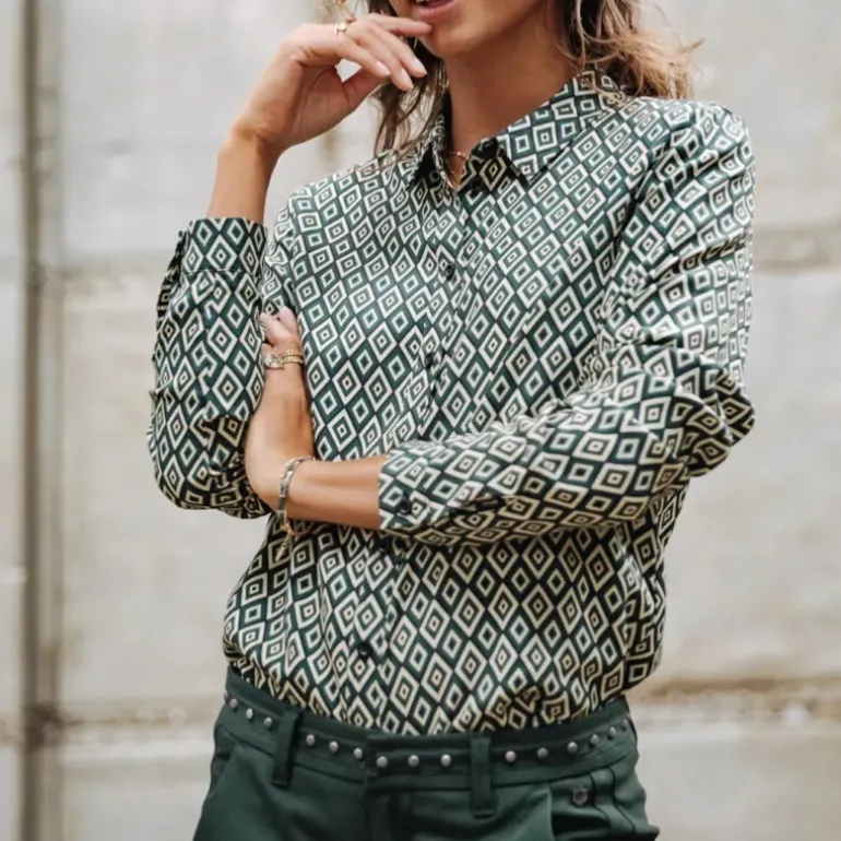 Chemisier Freeman T Porter Katy Twiggy à motifs géométriques verts