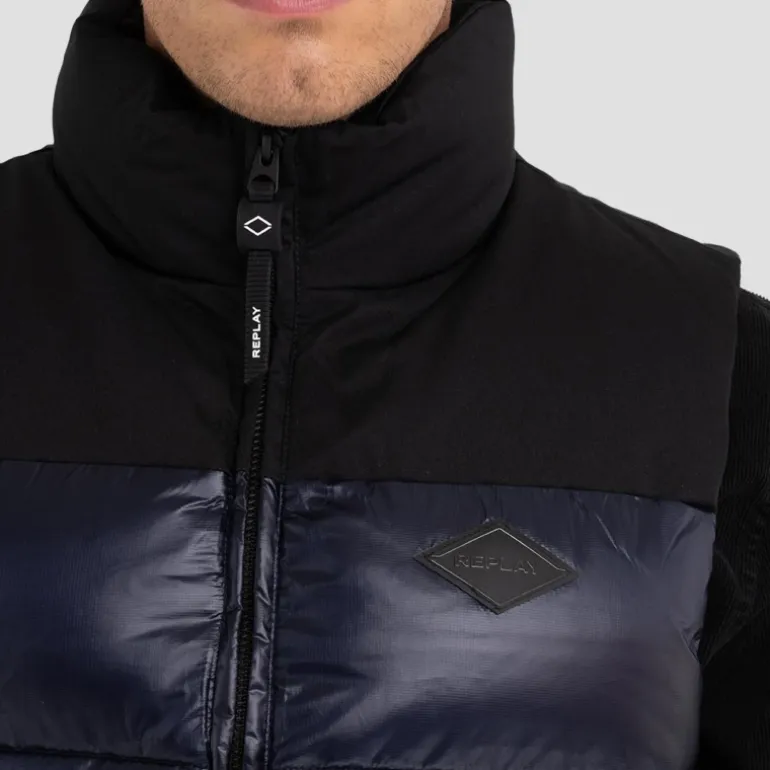 Doudoune sans manches Replay Jeans pour homme noir et bleu marine