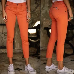 Jean 7/8 éme femme Freeman T Porter Alexa Cropped orange flamingo