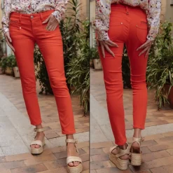 Jean 7/8 éme femme Freeman T Porter Alexa Magic Cropped rouge