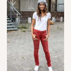 Jean femme Freeman T Porter Alexa Magic Slim rouge brick red