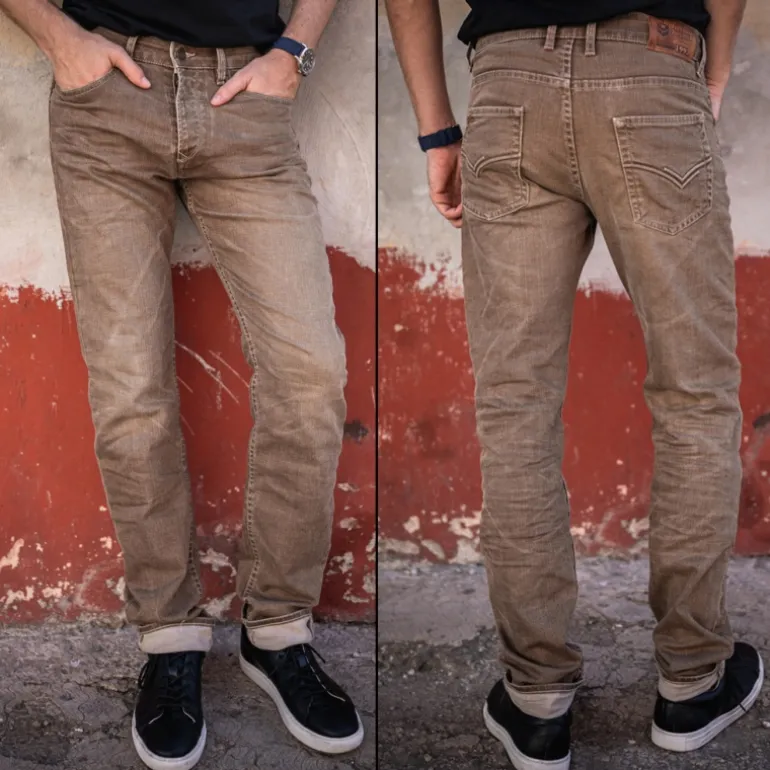 Jean marron pour homme Freeman T Porter Jimmy coupe droite straight