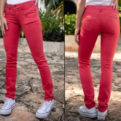 Jean rouge Freeman T Porter Alexa Magic Slim pour femme