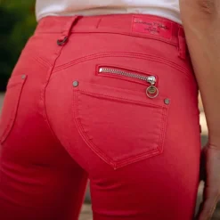 Jean rouge Freeman T Porter Alexa Magic Slim pour femme