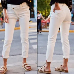 Jeans Boyfriend Freeman T Porter femme harper caliente blanc écru