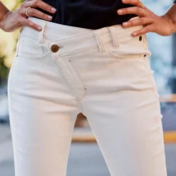 Jeans Boyfriend Freeman T Porter femme harper caliente blanc écru