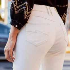 Jeans Boyfriend Freeman T Porter femme harper caliente blanc écru