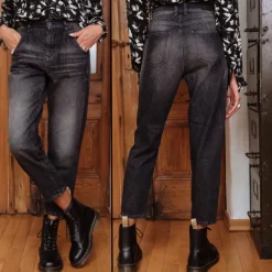 Jeans Freeman T Porter Natasha Flaggy gris noir