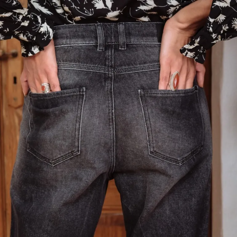 Jeans Freeman T Porter Natasha Flaggy gris noir