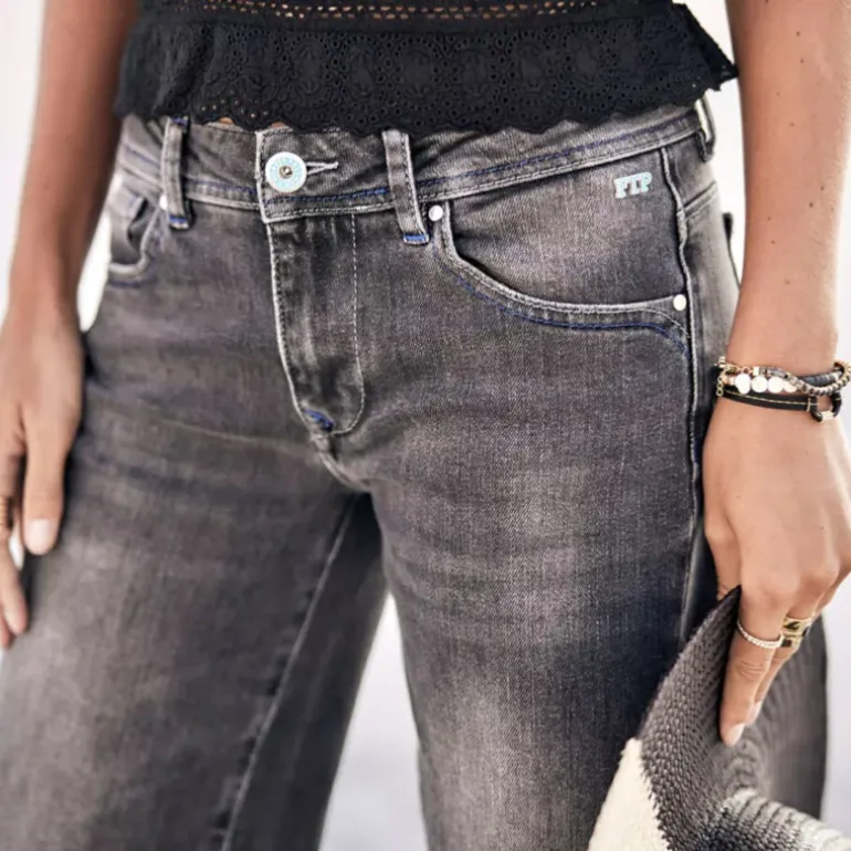 Jeans large Freeman T Porter femme Agatha wide legs gris