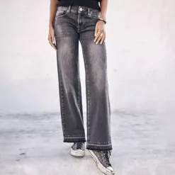 Jeans large Freeman T Porter femme Agatha wide legs gris