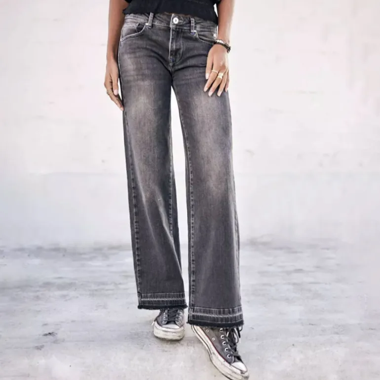 Jeans large Freeman T Porter femme Agatha wide legs gris