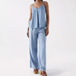 Jeans large Palazzo Salsa en lightdenim bleu clair