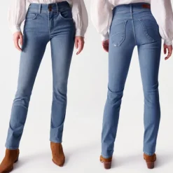 Jeans Salsa femme Secret coupe droite bleu clair