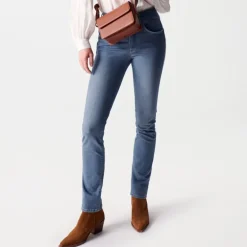 Jeans Salsa femme Secret coupe droite bleu clair