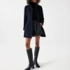 Manteau en drap de laine bleu marine Salsa femme
