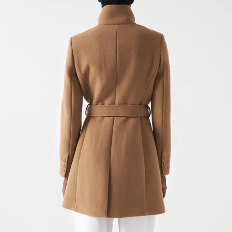 Manteau en drap de laine beige Salsa femme