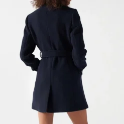 Manteau en drap de laine bleu marine Salsa femme