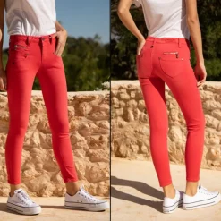 Pantalon 7/8 éme taille haute femme Freeman T Porter Alexa Cropped rouge