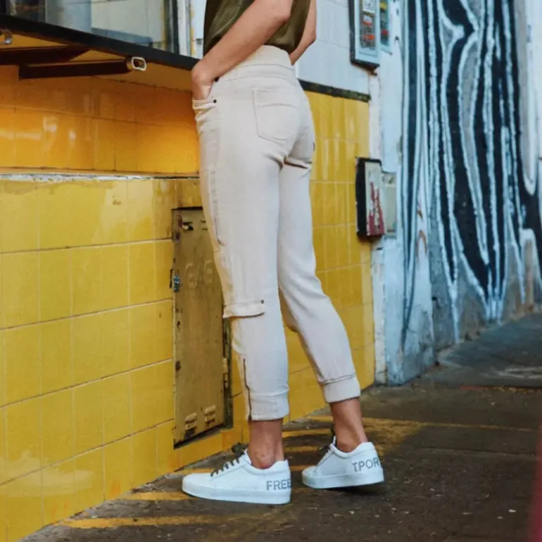 Pantalon cargo femme Freeman T Porter Celine Smooth beige