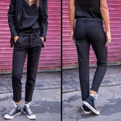 Pantalon city noir Freeman T Porter femme modèle Claudia