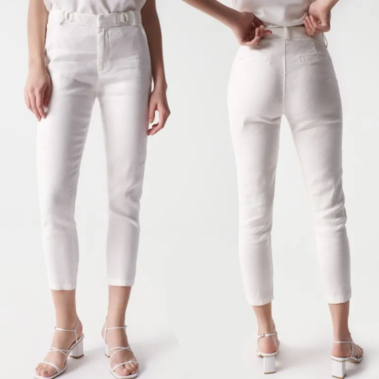 Pantalon en lin blanc Salsa femme