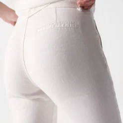 Pantalon en lin blanc Salsa femme