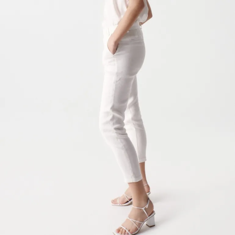 Pantalon en lin blanc Salsa femme