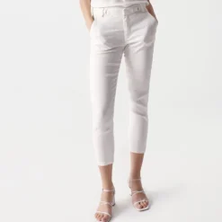 Pantalon en lin blanc Salsa femme