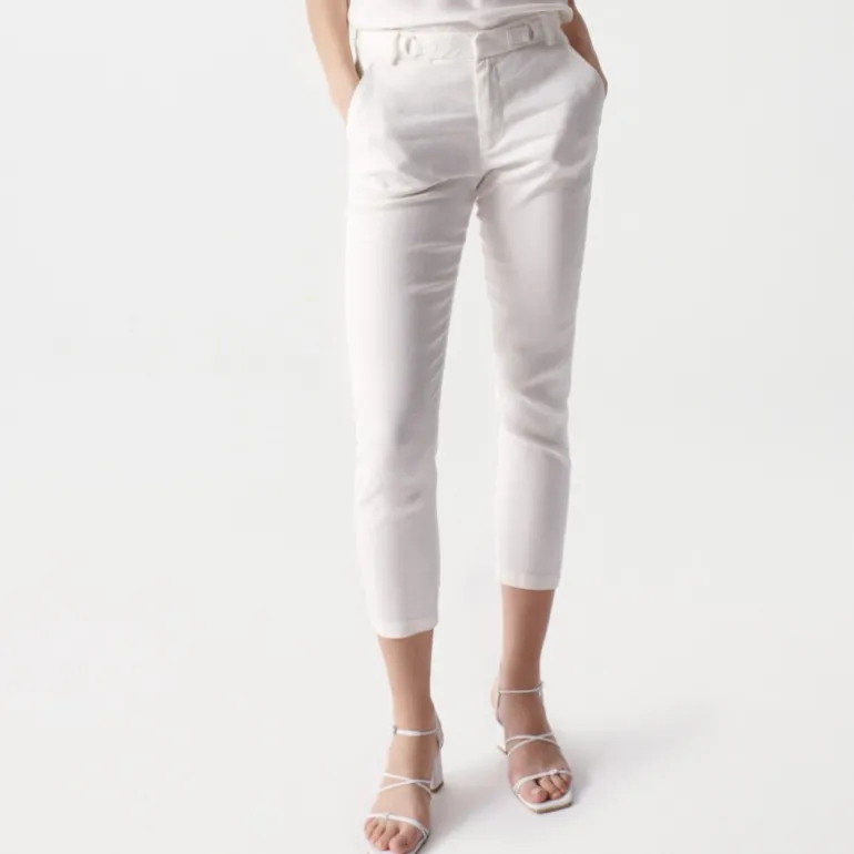 Pantalon en lin blanc Salsa femme