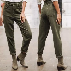 Pantalon Freeman T Porter Lara Veluto en velours côtelé kaki