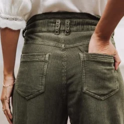 Pantalon Freeman T Porter Lara Veluto en velours côtelé kaki