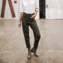 Pantalon Freeman T Porter Lara Veluto en velours côtelé kaki
