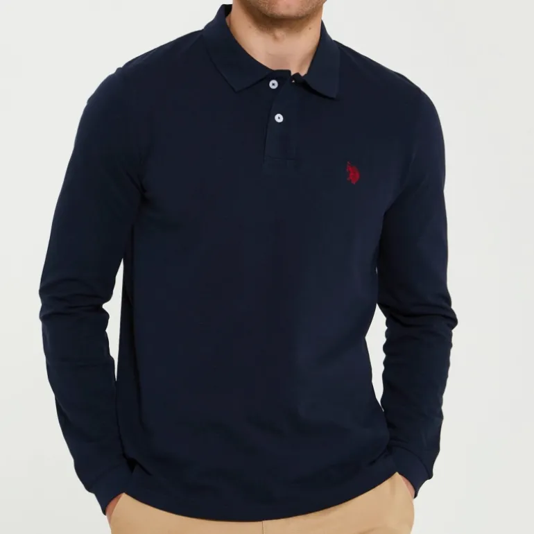 Polo manches longues Us Polo Assn bleu marine