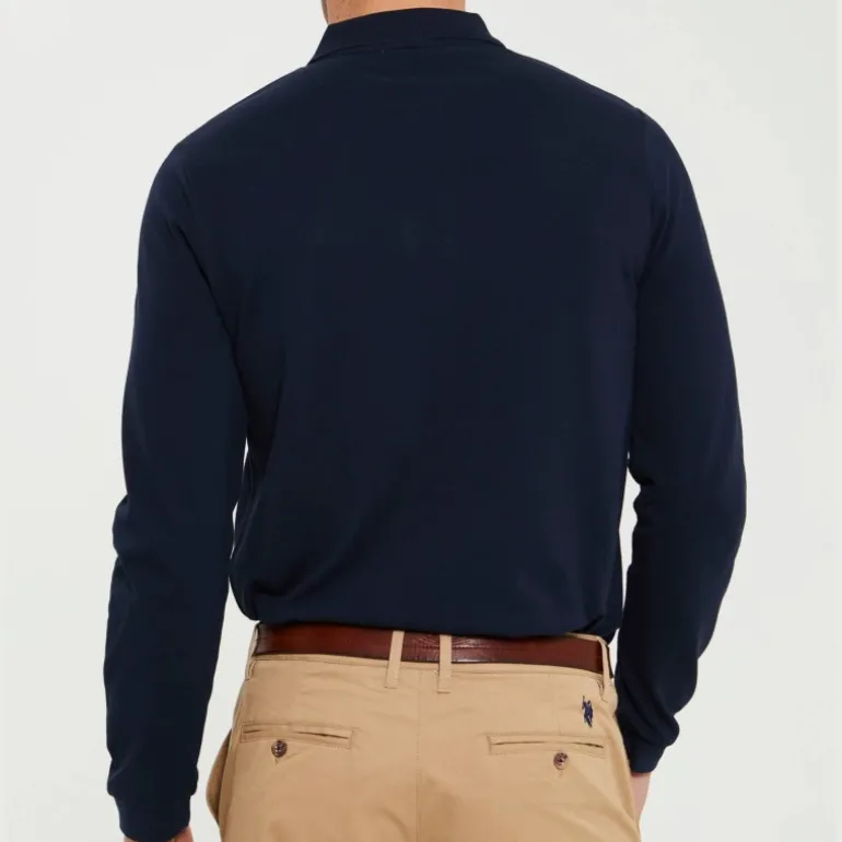 Polo manches longues Us Polo Assn bleu marine