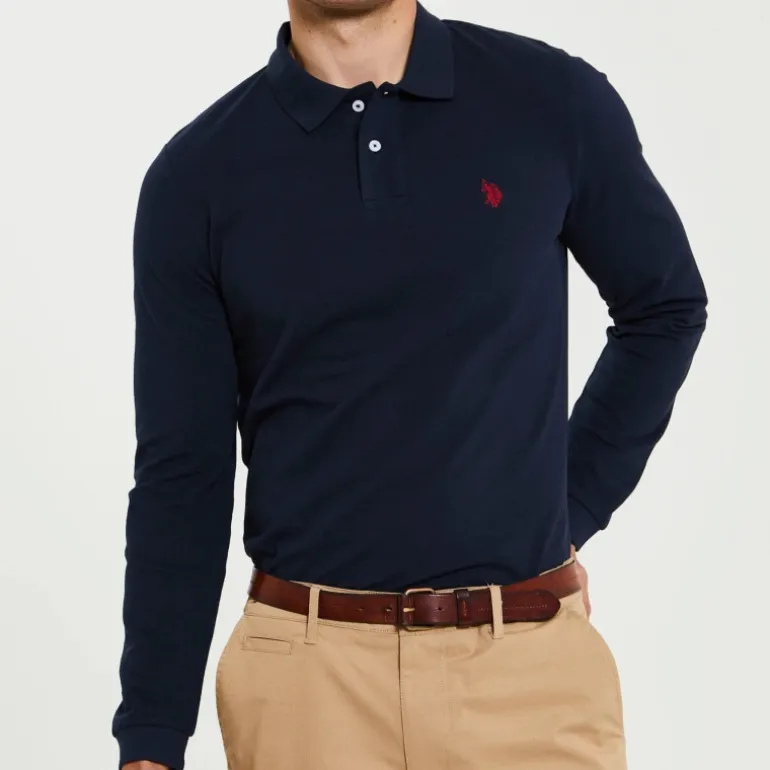Polo manches longues Us Polo Assn bleu marine