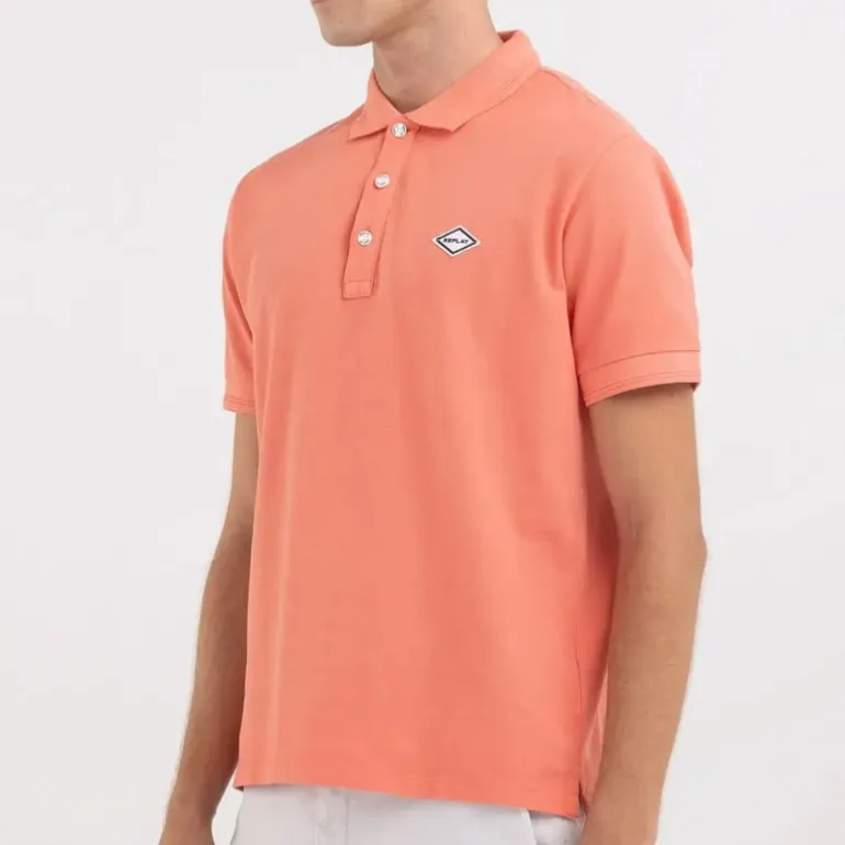 Polo rose Replay Jeans pour homme