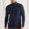 Pull col roulé Superdry homme en laine d'agneau bleu marine