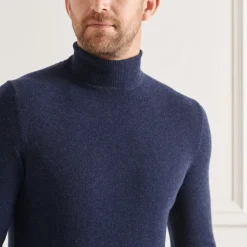 Pull col roulé Superdry homme en laine d'agneau bleu marine
