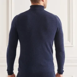 Pull col roulé Superdry homme en laine d'agneau bleu marine