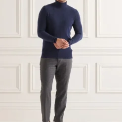 Pull col roulé Superdry homme en laine d'agneau bleu marine