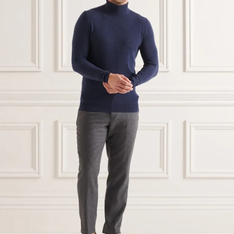 Pull col roulé Superdry homme en laine d'agneau bleu marine